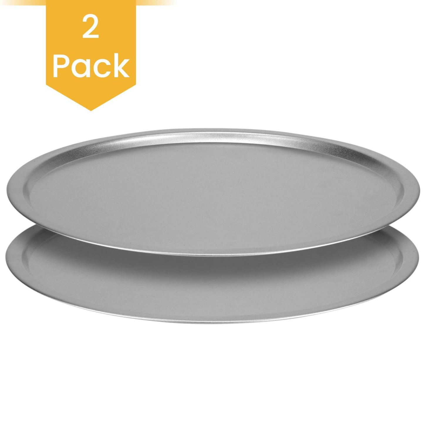 DecorRack 2 Serving Trays, 13 Inch Pizza Pans (Standard Aluminum) - CookCave