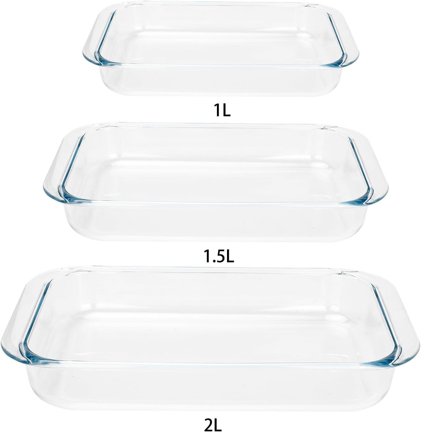 2 Pack 1-Quart Tempered Glass Oblong Baking Dishes, Personal Sized Bakeware and Cookware - CookCave