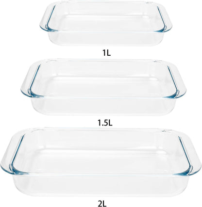 2 Pack 1-Quart Tempered Glass Oblong Baking Dishes, Personal Sized Bakeware and Cookware - CookCave