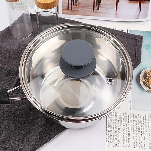 Mewutal Tempered Glass Lid Clear Pot Cover Assembled Pan Cover Replacement for Universal Pot Frying Pan Skillets Cookware, with Silicone Handle and Cleaning Pad (Single Holes, 6 Inches) - CookCave