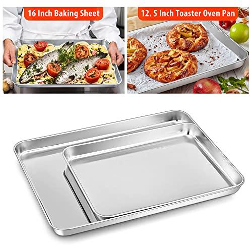 TeamFar Bakeware Sets of 7, Stainless Steel Bakeware Sets for Oven, Baking Sheet & Toaster Oven Pan, Square & Round Cake Pan, Muffin Pan & Loaf Pan, Lasagna Pan, Healthy & Sturdy, Dishwasher Safe - CookCave