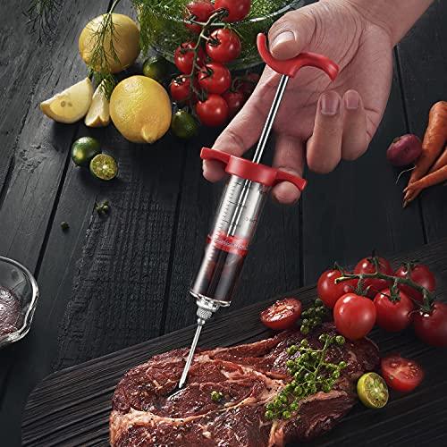 JY COOKMENT Meat Injector Syringe, 1-oz Marinade Flavor Injector with 2 Professional Needles,1 Cleaning Brushes - CookCave