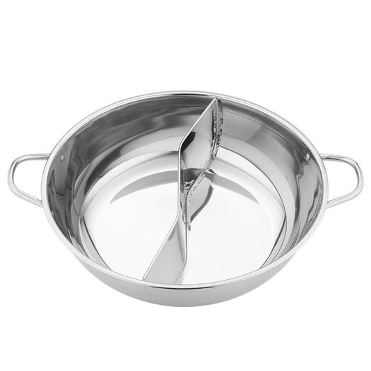 Hot Pot Divider, Shabu Hot Pot Divided Hot Pot Pan, stainless steel Hot Pots with Dividers, Dual Sided Soup Cookware Cooking Hot Pot, Hot pot with Divider and Lid - CookCave