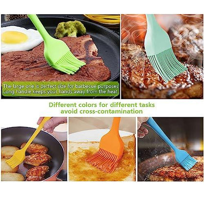 Silicone Basting Pastry Brush - Cooking Brush for Oil Sauce Butter Marinades, Food Brushes for BBQ Grill Kitchen Baking, Baster Brushes Baste Pastries Cakes Meat Desserts, Food Grade, Dishwasher Safe - CookCave