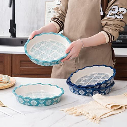 Wisenvoy Pie Pan Ceramic Pie Dish Turquoise Pie Plate Porcelain Deep Dish Pie Pan Non-Stick Pie Pans - CookCave