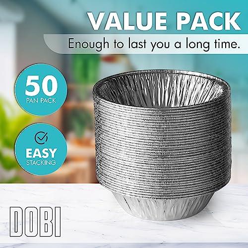 DOBI 5" Pie Pans [50-pack] - HEAVY-DUTY Disposable Aluminum Foil Pie tins, Individual-Portion-Size Pie Plates - CookCave