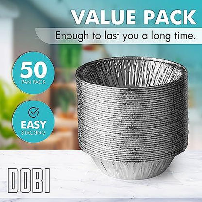 DOBI 5" Pie Pans [50-pack] - HEAVY-DUTY Disposable Aluminum Foil Pie tins, Individual-Portion-Size Pie Plates - CookCave