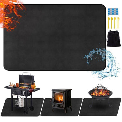 Under Grill Mat for Outdoor Grill, 39 x 60 Inch Fireproof Indoor Fireplace Mat for Fire Pit, Charcoal Gas Grills, Waterproof & Oilproof BBQ Protector for Deck, Ground, Patio, Grass - CookCave