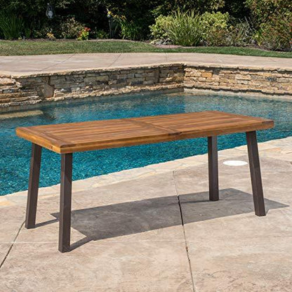 Christopher Knight Home 298192 Spanish Bay Acacia Wood Outdoor Dining Table | Perfect for Patio | with Teak Finis, Brown - CookCave