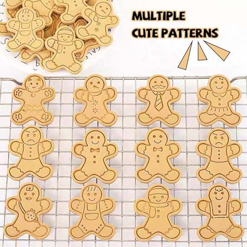 10 Piece Christmas Cookie Cutters, 3d Raised Design Gingerbread Cookie Stamps, Cookie Cutter Set suitable for Frosting Decoration, Mini Pie Molds, Apple Pie Pastry Biscuit Cutter (Gingerbread Man) - CookCave