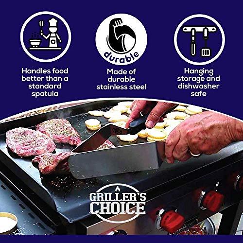 Grillers Choice 32 Piece Griddle Accessories Set Metal Spatulas - Commercial Heavy Duty Stainless Steel,Flat Top,Grill,Indoor-Outdoor,Hibachi,BBQ Grilling Utensils- Designed by Chef and BBQ Judge - CookCave