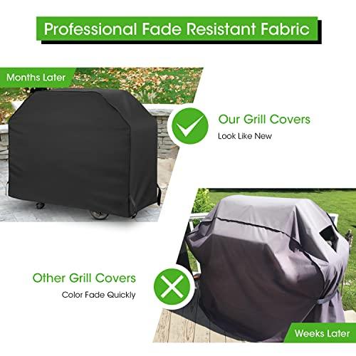 Mightify Grill Cover 50-Inch, Heavy Duty Waterproof Gas Grill Cover, Outdoor Fade Resistant Small BBQ Cover, All Weather Protection Barbecue Cover with Adjustable Straps, 50''W x 22''D x 40''H, Black - CookCave