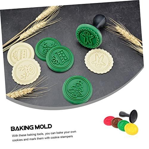 Angoily 2 Sets Cookie Stamp Cookie Cutter Dough Press Stamp Gingerbread Man Cookie Cutter Round Silicone Molds Silcone Molds Embossing Stamp Biscuit Molds Christmas Themed Cookie Stamps Pp - CookCave