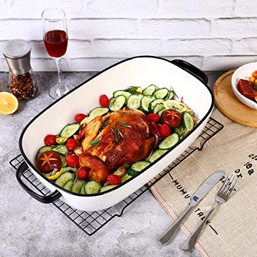 4.5 Quart Ceramic Baking Dish,Serving Bakeware for Casserole,Lasagna,Gratin,Broiling,Roasting,and Baking.Large Deep 14x10x3.11 inches Pan,Safe for Oven Microwave Refrigerator Disinfection Cabinet and - CookCave