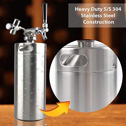 NutriChef Pressurized Growler Tap System, 128oz Stainless Steel Mini Keg Dispenser Portable Kegerator Kit, Co2 Pressure Regulator Keeps Carbonation for Craft Beer, Draft and Homebrew - CookCave