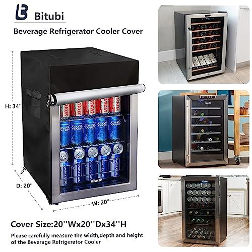 Bitubi Beverage Refrigerator Cooler Cover,Outdoor Fridge Cover – Waterproof, Dustproof, Sun-Proof, 20" W x 20" D x 33" H. Suitable for most 3.2 Cu.ft Beer or Wine Mini Fridge (Black) - CookCave