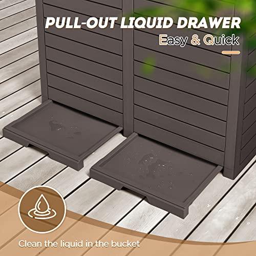 Devoko 78 Gallon Resin Trash Can Outdoor Double Waste Bin Trash with Drip Tray Armrest for Garage Two Trash Bags for Patio Hideaway Kitchens - CookCave