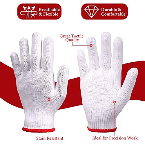 Hicarer 24 Pairs White Cotton Work Gloves Hand Knit Working Gloves Protection Gloves for BBQ Thicken Liners Gloves Industry String Safety Grip Protection Soft Gloves for Cut Repair Mechanic Gardening - CookCave