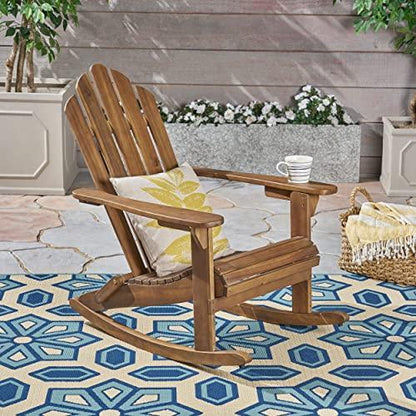 Christopher Knight Home Cara Outdoor Adirondack Acacia Wood Rocking Chair, Dark Brown Finish - CookCave