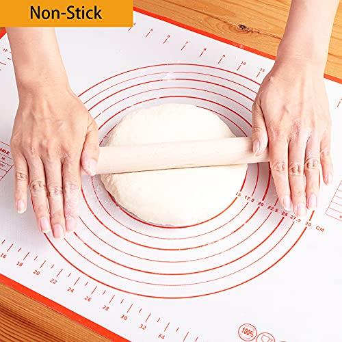 Silicone Pastry Mat Extra Thick Non Stick Baking Mat, Fondant Mat,Counter Mat,Dough Rolling Mat, Oven Liner, Pie Crust Mat (16''(W)*20''(L), Red) - CookCave