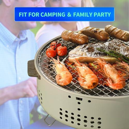 12 Inch Portable Charcoal Small/Mini Grill with folding legs for Outdoor Cooking Barbecue Camping BBQ - CookCave