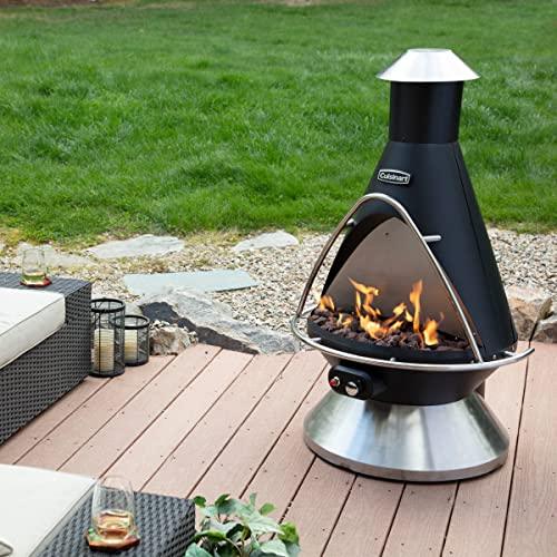 Cuisinart COH-600 Chimenea Propane Fire Pit, Patio Heater with Tip-Over Safety Switch, 8 lbs. Lava Rocks Included, 31" x 31" x 48" - CookCave