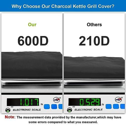 KINGLY Charcoal Kettle Grill Cover for Weber Kettle 22 Inch Charcoal Grill Rip-Proof Upgraded Material Kettle BBQ Gas Grill Cover with Hook&Loop and Drawstring Waterproof UV & Fade Resistant - CookCave