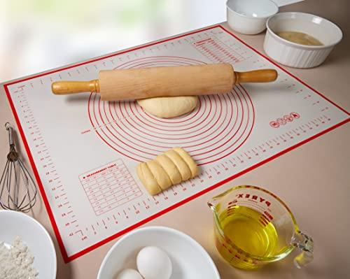 Silicone Baking Mat with Measurements 17 x 25 Inch, Food-Grade Non-Stick Pastry Rolling Sheet - CookCave