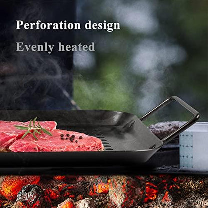 GOOD HELPER 10in Grill Baskets for Outdoor Grill Vegetable Grill Basket Cast Iron Grill Pan Grill Prep Trays Grilling Basket Non Stick Grill Pan BBQ Grill Basket Grilling BBQ Tray(Small) - CookCave