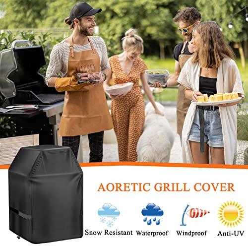 Aoretic Grill Cover 32 inch Gas BBQ-Cover, Fit Most 2 Burner Grill Waterproof Small Barbeque Cover with Velcro Straps & Adjustable Drawstring for Weber,Nexgrill,Char-Broil, Monument,Dyna-Glo,Kenmore - CookCave