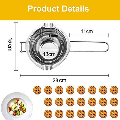 Chocolate Melting Pot - 600ML Double Boiler with Heat Resistant Handle, Stainless Steel Double Boiler Pot Set, Double Boilers for Stove Top can Melt Chocolate, Butter, Candy and Candle - CookCave