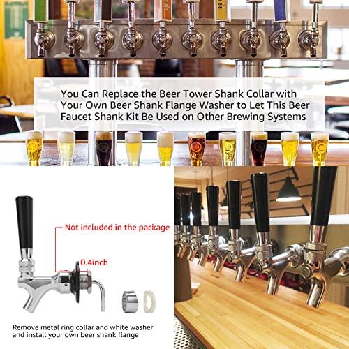 MRbrew Draft Beer Line Shank Faucet Kit, Stainless Core Beer Tap Self-Closing Spring Tap Wrench No Leak 3/16'' Brewing Tubing 1/4'' Keg Coupler Barb Fitting Hose Clamp Kegerator Tower Replacement Set - CookCave