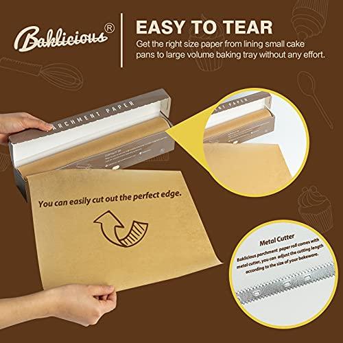 Unbleached Parchment Paper Roll for Baking, 13 in x 164 Ft, 177 Sq.Ft, Baklicious Non-stick Baking Parchment Paper for Baking, Cookies, Bread, Oven, Air Fryer, Steamer, Baking paper - CookCave