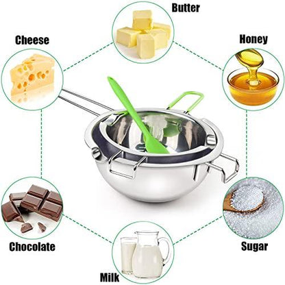 Double Boiler Pot Set for Melting Chocolate, Butter, Cheese, Caramel and Candy - 18/8 Steel Melting Pot, 2 Cup Capacity, Including The 1000ml and 600ml Capacity… - CookCave