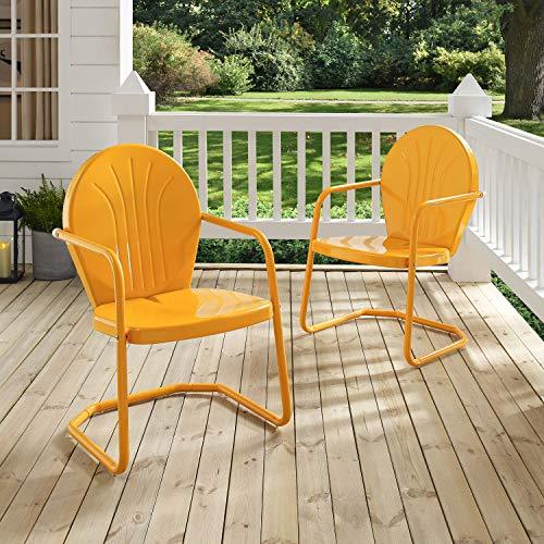 Crosley Furniture CO1001A-TG Griffith Retro Metal Outdoor Chair, Tangerine - CookCave