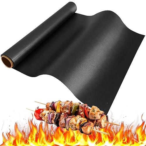 Thienlee BBQ Grill Mat Roll, Cut to Size Grill Mats for Outdoor Grill, Non-Stick Grill Accessories for Gas, Charcoal, Electric Grill(Black - 15.75IN x 10FT) - CookCave