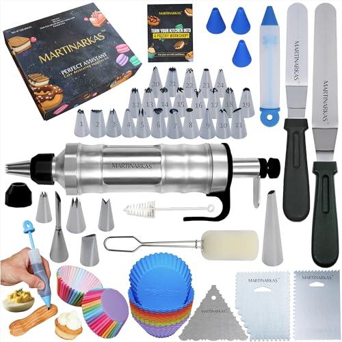 Cake Decorating Kit 159pcs - Icing Gun with 30 Piping Tips, Cupcake Liners, Offset Spatula, Cake Scraper, Silicone Muffin Cups for Baking & More- Baking Supplies Set for Beginners or Professionals - CookCave