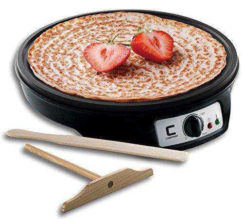 CHEFMAN Electric Crepe Maker: Precise Temp Control, 12" Non-Stick Griddle, Perfect for Crepes, Tortillas, Blintzes, Pancakes, Waffles, Eggs, Bacon, Batter Spreader & Spatula Included, Black - CookCave