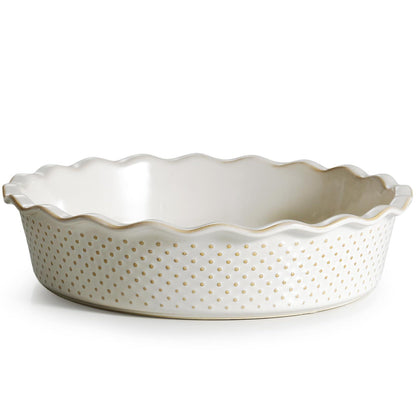 getstar Ceramic Pie Pan, Pie Dish for Baking, Non-Stick, Oven & Dishwasher Safe, Farmhouse Quiche Baking Dish, Pie Plate, Deep Dish Pie Pan - CookCave