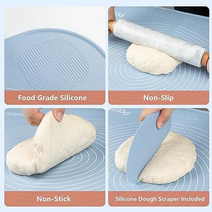 Parmedu Silicone Pastry Mat: 32"*24" Extra Large Non-stick Mat for Kneading with Storage Belt and Dough Cutter - Silicone Heatresistant Countertop Mat and Dough Rolling Mat for Making Pastry and Pasta - CookCave