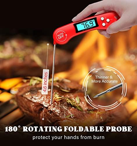 DOQAUS Digital Meat Thermometer, Instant Read Food Thermometer for Cooking, Kitchen Probe with Backlit & Reversible Display, Cooking Temperature Turkey Grill BBQ Candy - CookCave