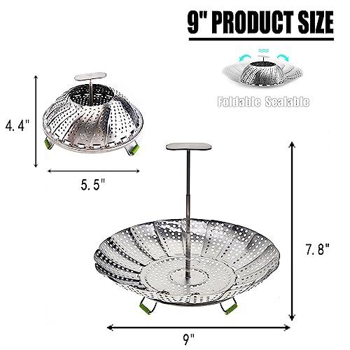 Vegetable Steamer Basket for Cooking Food Veggie Broccoli Meat Steamer Pot Cooker Expandable Steel Steamer (5.5"-9") - CookCave