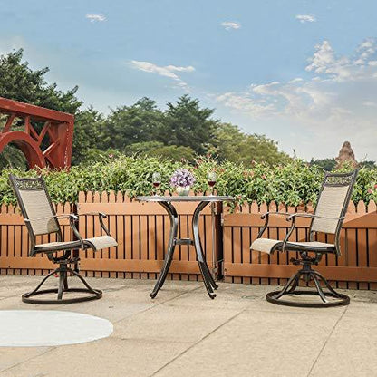 Dali Swivel Rocker Chair, Cast Aluminum All-Weather Comfort Club Arm Patio Dining Chair 2 Pc - CookCave