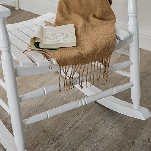 BplusZ Outdoor Wooden Rocking Chair for Patio and Porch - Traditional Indoor Outside Furniture Rocker for Lawn, Backyard and Garden, White - CookCave