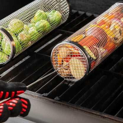 Rolling Grilling Baskets for Outdoor Grilling - CookCave