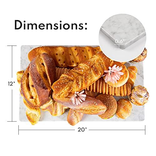 Lovdeco Marble Cutting Board, Pastry Board For Kitchen, Carrara White Marble Slab Gift With Non-Slip Feets, 12x20 Inch, 1 Piece - CookCave