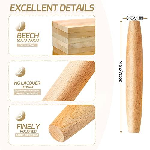 French Rolling Pin for Baking - AMPSEVEN Wooden Rolling Pin Dough Roller for Pizza Fondant Pasta Dumpling tortillas (20cm(7.9inch)) - CookCave