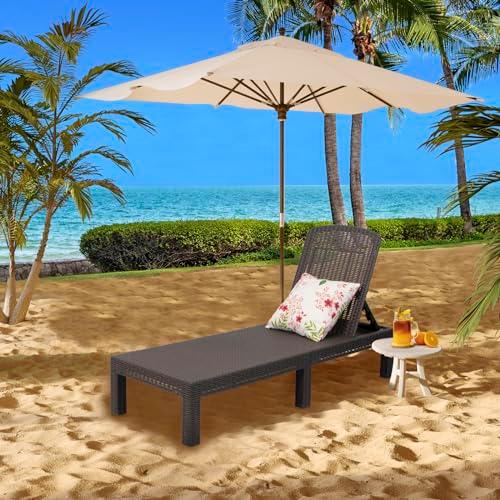 DIMAR GARDEN Outdoor Chaise Lounge,Resin Pool Lounge Chair Waterproof Recliner,Mocha - CookCave