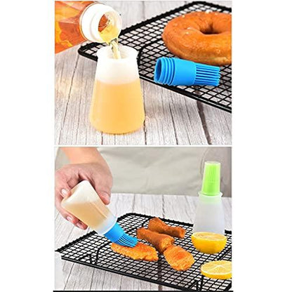 4 pcs Silicone Oil bottle brush， BBQ/Pastry Basting Brushes,Silicone Cooking Grill Barbecue Baking Pastry Oil/Honey/Sauce Bottle Brush (Red, orange, green, blue) - CookCave