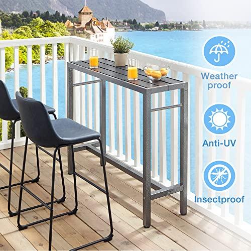 Mr IRONSTONE Outdoor Bar Table 47'' Patio Table Pub Height Dining Table with Waterproof Top and Hammer Finish Stand for Hot Tub, Garden, Backyard, Indoor - CookCave